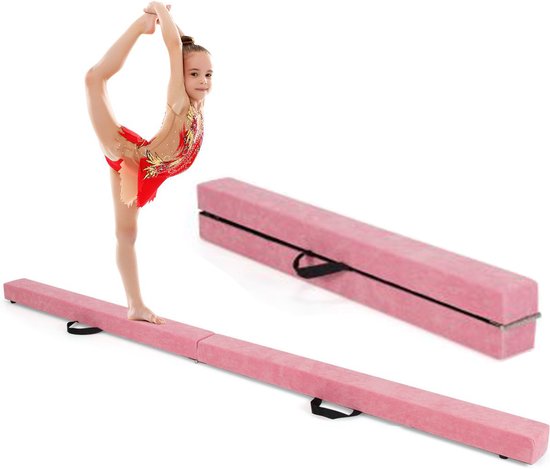 RYCE Barre de Gymnastique Pliable - Poutre d'équilibre pour la Maison -  Rose - 2,1 m | bol
