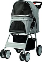 HiPet® Inklapbare Hondenbuggy tot 15 kg Met Grote Boodschappenmand - Grijs