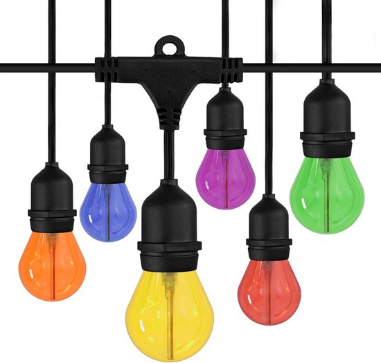 Ledvion Prikkabel, LED Prikkabels Buiten, 45M, 45x E27 LED Lamp Multicolor, Waterdicht IP65, Prik Kabel Buiten, 45W, 2100K