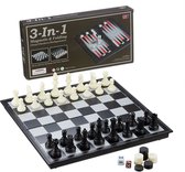 Relaxdays 3-in 1 schaakbord set - damspel - backgammon - reisspel- magnetisch - inklapbaar