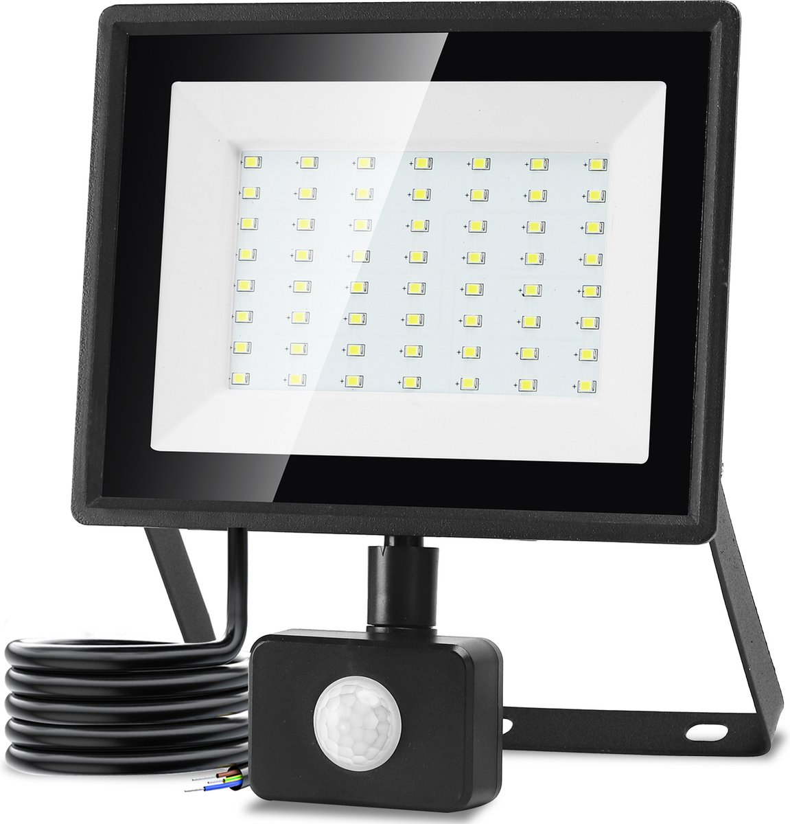 Aigostar 10LI2 - LED Schijnwerper 50W met sensor - IP65 Waterdicht - 6500K - Daglicht wit - Floodlight - Bouwlamp - Zwart
