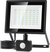 Aigostar 10LI2 - LED Schijnwerper 50W met sensor - IP65 Waterdicht - 6500K - Daglicht wit - Floodlight - Bouwlamp - Zwart