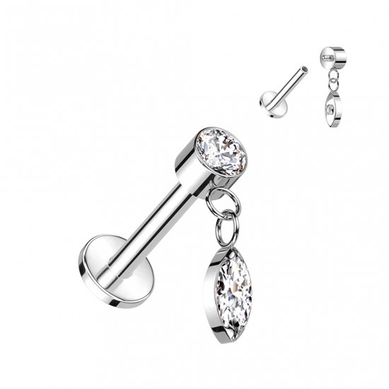 Piercing autour du dessus avec pendentif marquise 1.2x8