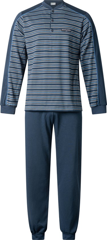 Heren pyjama van Gentlmen double jersey blauw 114249 knoop maat L