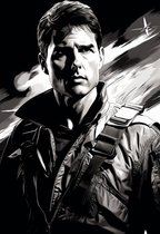 Poster Tom Cruise | Top Gun | Zwart Wit Poster | Acteurposter | Filmposter | Wanddecoratie | Muurposter | 61x91cm | Geschikt om in te lijsten
