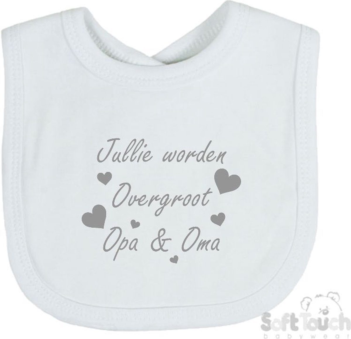 Goedkoopste Soft Touch Slabber Jullie worden overgroot opa & oma Unisex Katoen Wit/grijs Maat 33x22 Cm Zwangerschap aankondigen - Bekendmaking zwangerschap - Zwangerschapsaankondiging