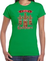Bellatio Decorations fout kersttrui t-shirt dames - Rudolf Reinbeers - groen - rendier/bier M