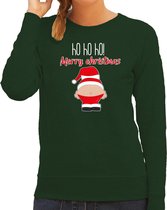 Bellatio Decorations foute kersttrui/sweater dames - Kerstman - groen - Merry Christmas XXL