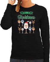 Bellatio Decorations foute kersttrui/sweater dames - Kerst Wijn - zwart - All I Want For Christmas L