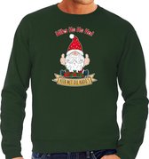 Bellatio Decorations foute kersttrui/sweater heren - Kado Gnoom - groen - Kerst kabouter S