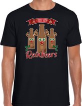 Bellatio Decorations t-shirt pull de Noël pour hommes - Rudolf Reinbeers - noir - renne/bière S