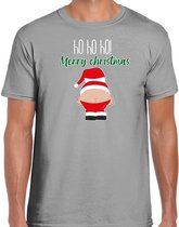 Bellatio Decorations t-shirt pull de Noël pour hommes - Père Noël - gris - Joyeux Noël XXL