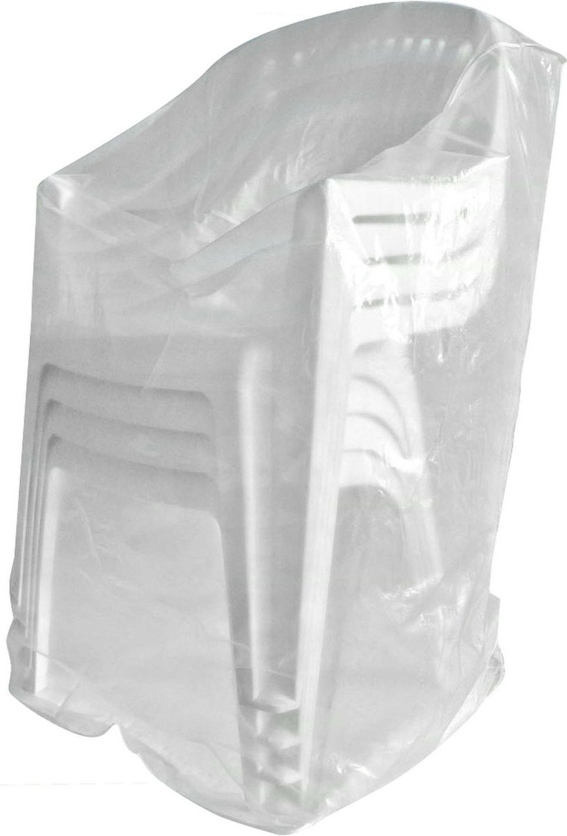 Sunnydays Afdekhoes/beschermhoes voor stapel tuinstoelen - transparant - 66 x 150 cm