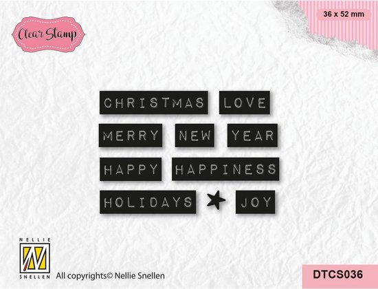 Foto: Dtcs036 nellie snellen clearstamp tekst xmas typewriting teksten kerst merry christmas love