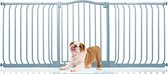 Bettacare Hondenhekje met Gebogen Bovenkant Assortiment, 179cm - 188cm (69 opties beschikbaar), Mat Grijs, Drukfit Hekje voor Hond en Puppy, Hekje voor Huisdieren en Honden, Eenvoudige Installatie