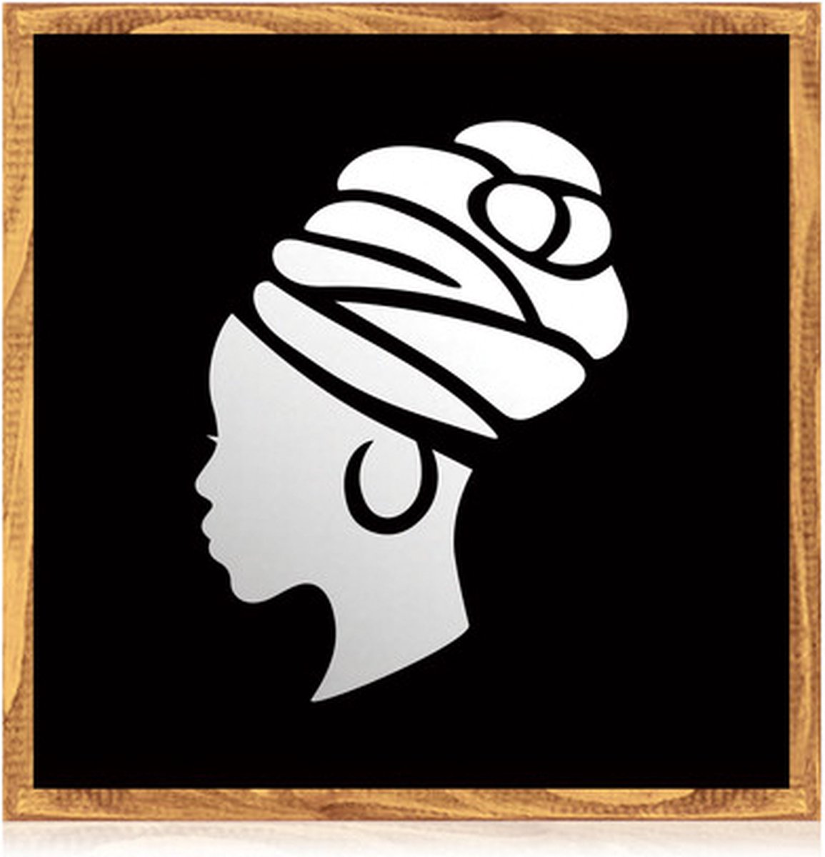 Wanddecoratie - Spiegel Afrikaanse vrouw 2 - schilderijen woonkamer - 30x30 cm - Posterlijst - Muurdecoratie
