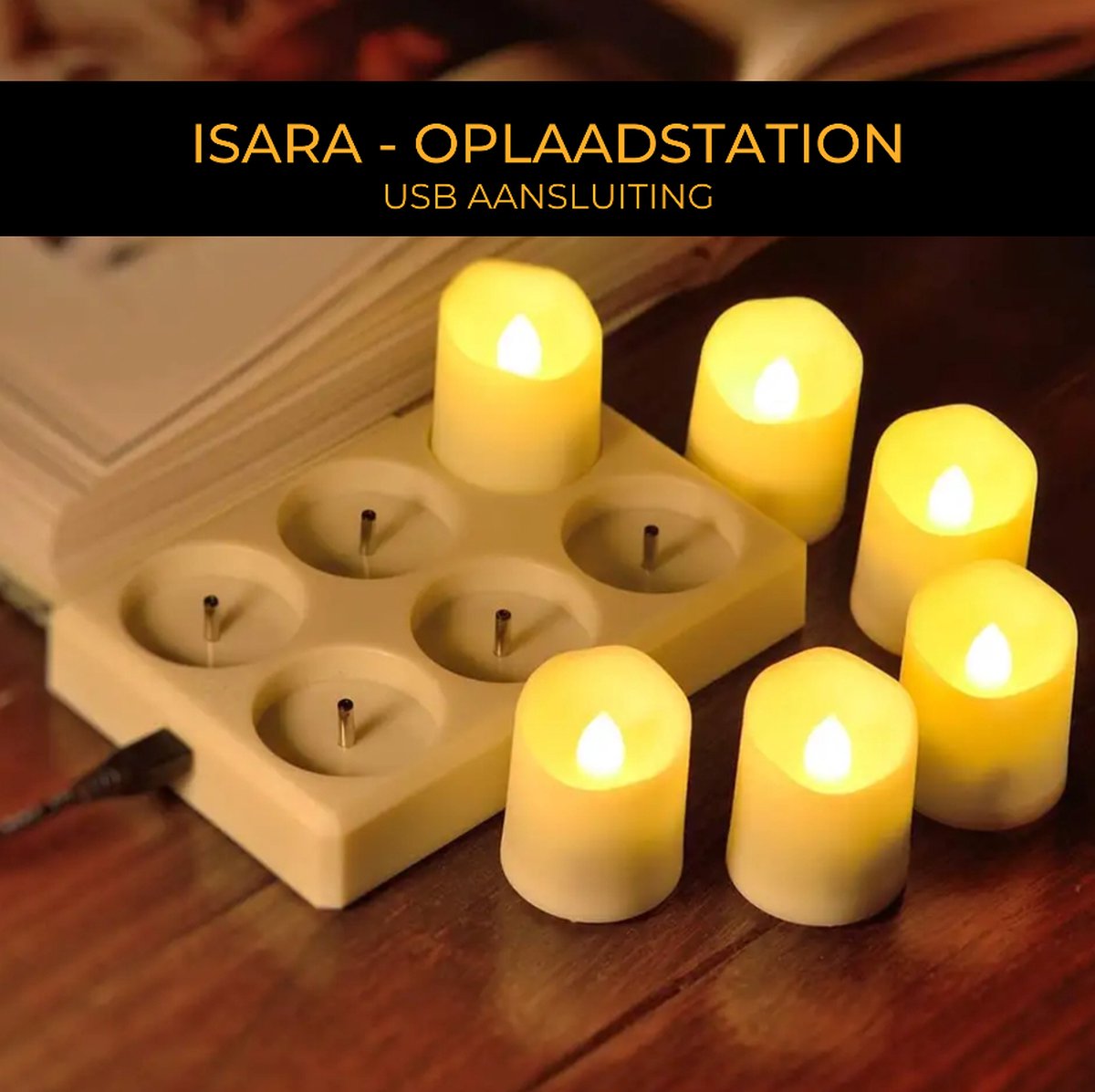 ISARA Set de 6 Bougies LED - Avec flamme mobile - Télécommande et minuterie  incluses 