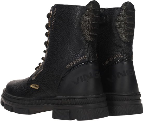 Vingino Jennifer Bottes à lacets - Bottes femmes avec Lacets - Filles - Zwart - Taille 35