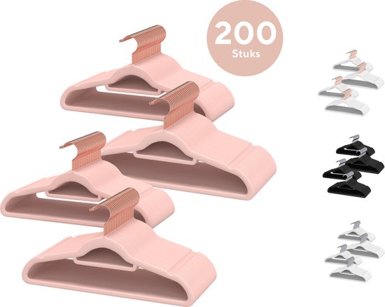 Life's Green® Cintre en Velours - Cintres en Velours - 200 Pièces - Cintres - Antidérapant - Velours - Rose