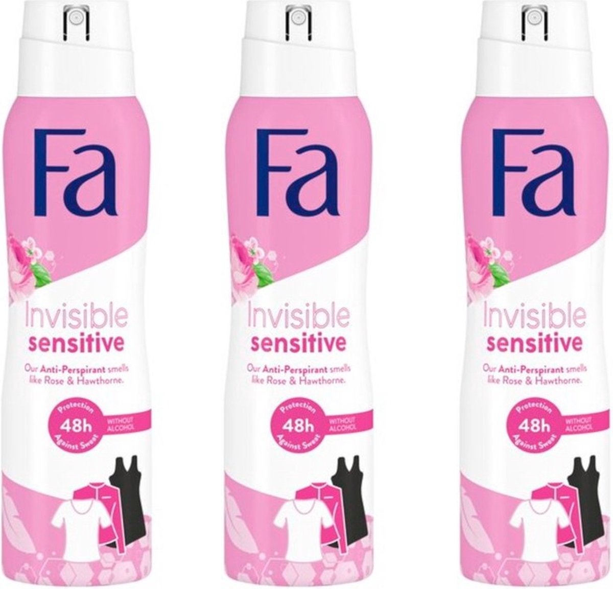 Goedkoopste Fa Deospray – Invisible Sensitive - 3 x 150 ml