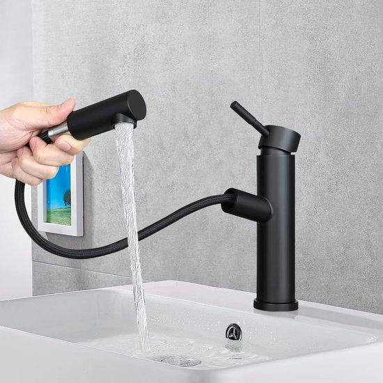 Badkamer Wastafelkraan Warm en Koud Water Muurmontage 360 Rotatie Mengkraan Wastafelkraan Wastafel Draaibare Uitloop Bad met Dubbele Handgreep (Cromo