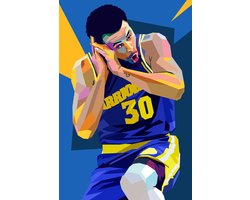 Stephen Curry Poster - Basketbal - Golden State Warriors - Signature Celebration - Curry - Sport - Pop - Wanddecoratie - posters - formaat 60x90cm - 848