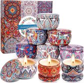 BEYAOBN Scented Candle Set Flowers Aroma Candles 9 Pieces Gift Set Natural Soy Wax Aromatherapy Candles Christmas Candles for Mother Bathroom Birthday Yoga Anniversary Ladies Gifts
