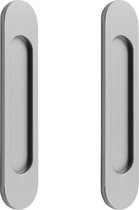 Zelfklevende ovale schuifdeurgrepen, 2-pack aluminiumlegering verzonken trek-ponsvrije handgreep voor schuifdeuren, ramen, kasten (ijzergrijs)