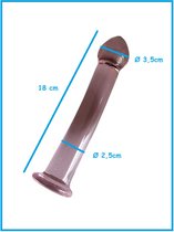 Roze gebogen Unisex Dildo G-spot van kristalglas 18,5 cm - anaalplug- anale dildo - dia Ø 3,5 cm - helder Kristal glazen dildo- sex anale butt plug seksspeelgoed voor mannen en vrouwen