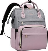 Laptoptas 17.3 inch 2-delig - Lila/grijs - Rugzak voor laptops - 43 x 32 x 15 cm - Rugtas voor school, werk, kantoor, reizen