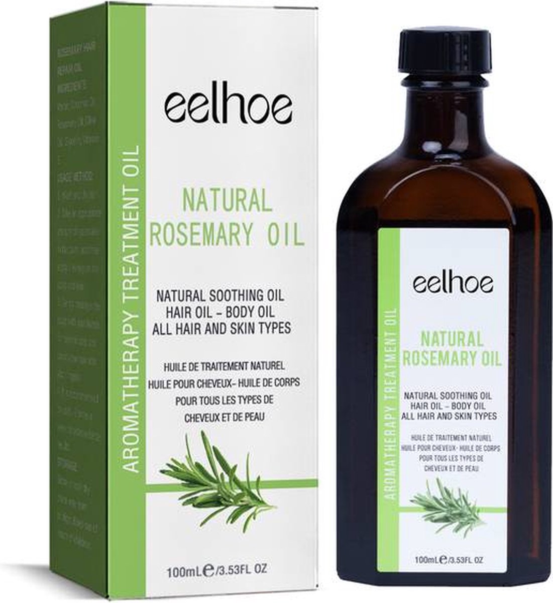 EELHOE Rozemarijn Haarolie - 100mL - Rosemary Oil - Voeding Hoofdhuid - Stimuleert Haar - Haargroei Haarverzorgingsolie Rosemary Hair Oil - Nourishment Scalp - Stimulates Hair - Growth Hair Care Oil - Rozemarijn olie