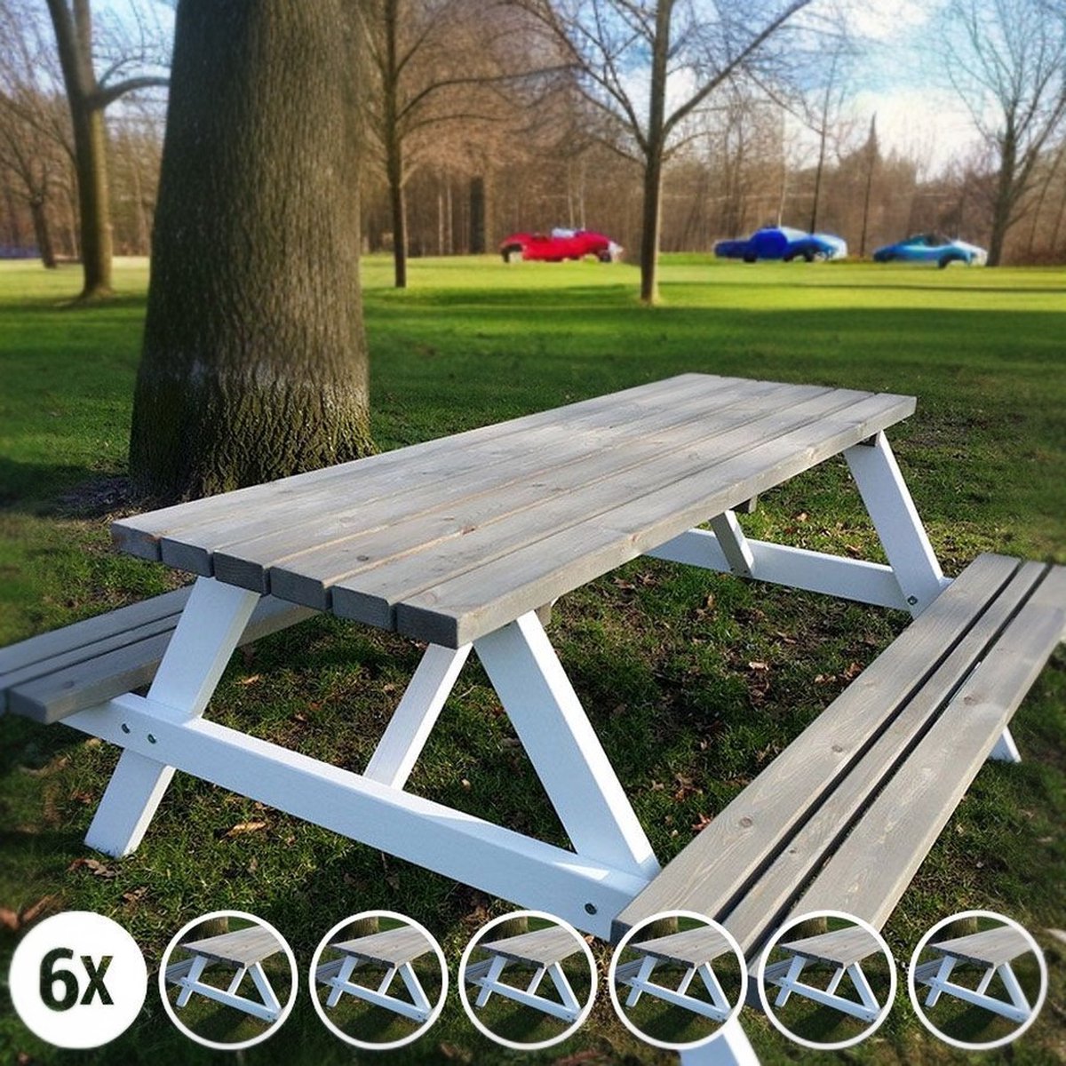 Rockwood® 6x Picknicktafel Bi Color 1.80m inclusief montage thuis