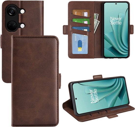 OnePlus Nord 3 Hoesje - MobyDefend Luxe Wallet Book Case (Sluiting Zijkant) - Bruin - GSM Hoesje - Telefoonhoesje Geschikt Voor OnePlus Nord 3