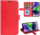 iPhone 15 Plus Hoesje - MobyDefend Wallet Book Case (Sluiting Achterkant) - Rood - GSM Hoesje - Telefoonhoesje Geschikt Voor iPhone 15 Plus