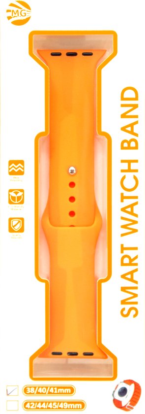 smartwatch bandje Silicoon voor watch bandje - Oranje - Geschikt Voor 38 / 40 / 41mm - Smartwatch Siliconen Bandje