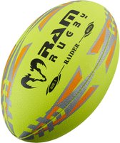 RAM Rugby 15x Match Fluor 2.0 bal + Ballenzak- Nr. 1 Rugby shop in Europa - Ontworpen in Engeland - Perfecte vorm en Duurzaam Maat 5, Breathable RAM® Engeland - Uniek 3d Grip techn. Prof.