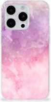 Telefoonhoesje Geschikt voor iPhone 15 Pro Silicone Back Cover Pink Purple Paint