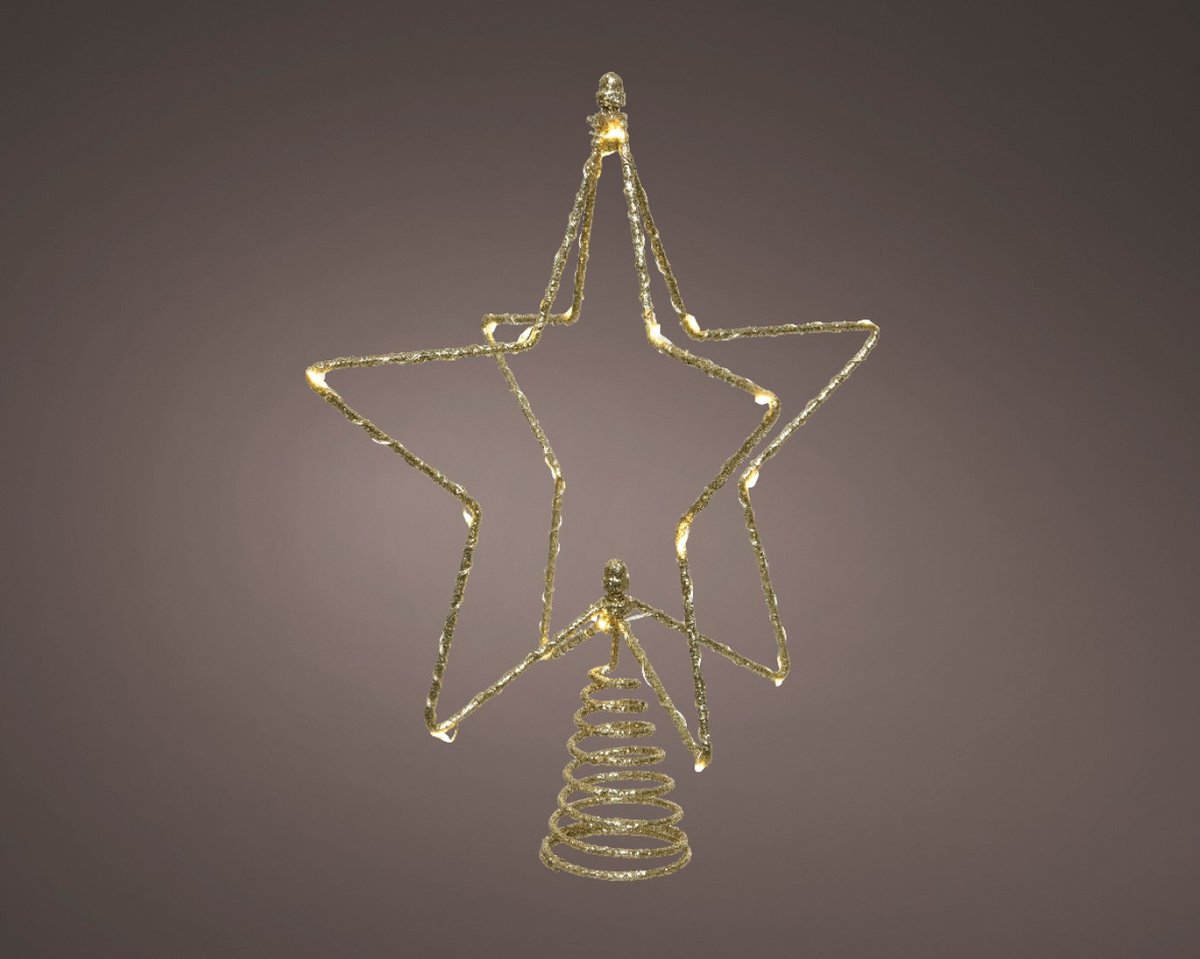 Kerstboom ster piek/topper met LED verlichting warm wit 25 cm met 20 lampjes - LED verlichte pieken - kerstversiering – foto 3