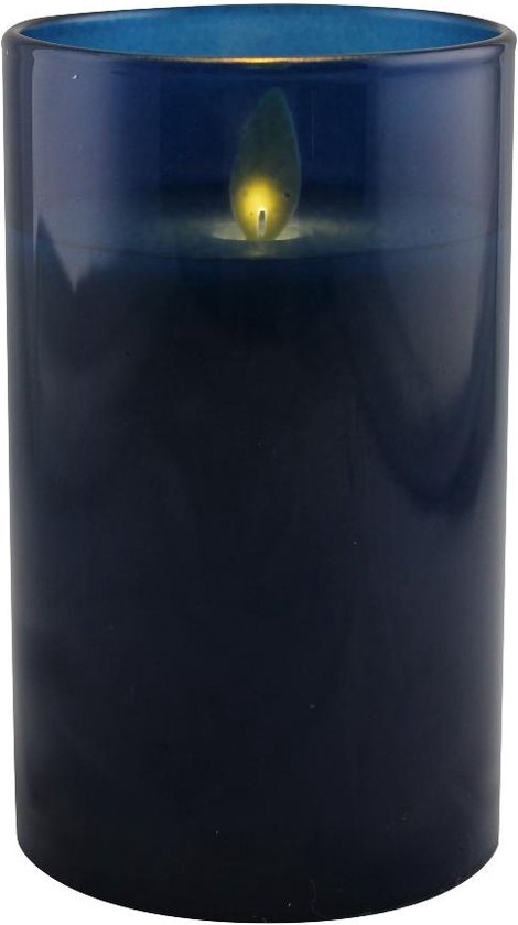 Magic Flame Led-kaars In Kaarshouder 12,5 X 7 Cm Glas Blauw