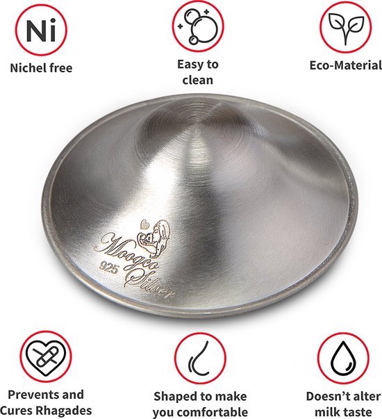 MOOGCO Silver nipple guards - maat M - de originele zilveren tepelbeschermer- 925 zilver van MOOGCO — afbeelding 3