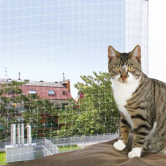 Kattennet voor balkons en ramen, transparant kattenrooster, balkon, kattenbeschermingsnet, beschermnet, balkonnet zonder boren voor katten om balkons, terrassen, ramen en deuren te beveiligen... - Merkloos