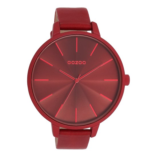 OOZOO Timepieces - Dahlia rood OOZOO horloge met dahlia rood leren band - C11253