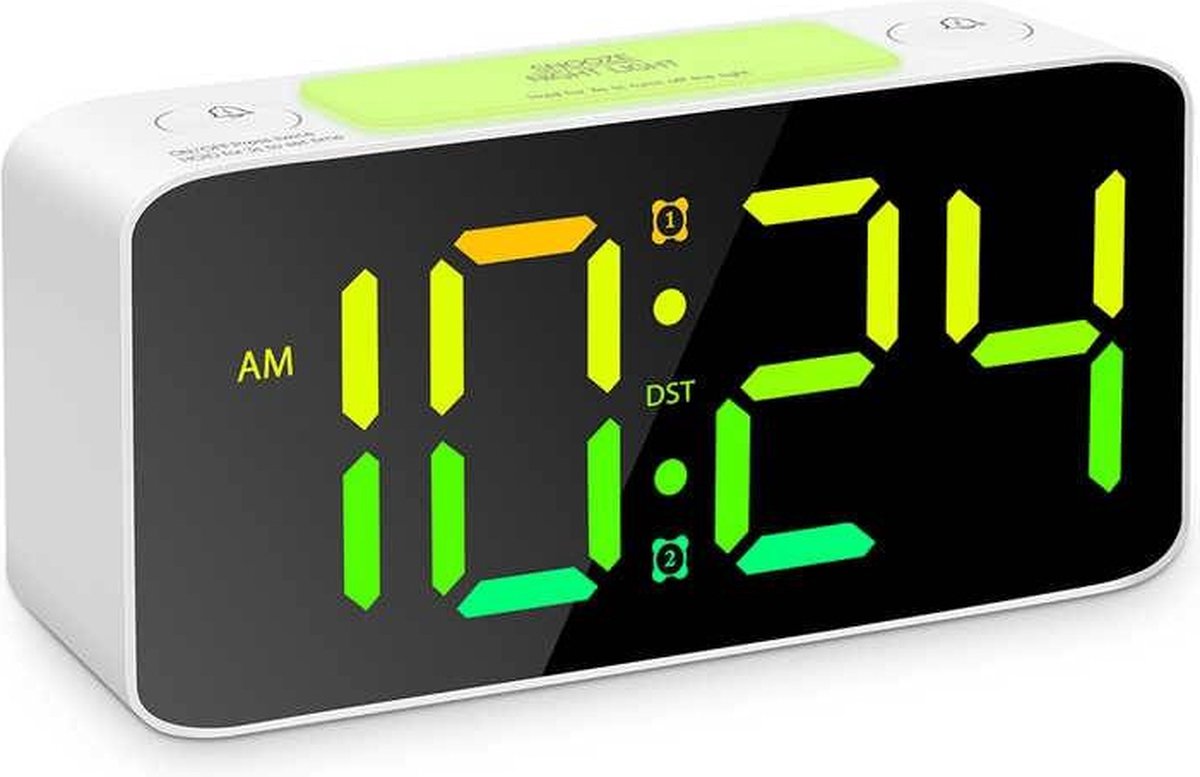 Earthwise Wekker - Wekker - Digitale Klok - Twee alarmen - USB Oplader - Slaapkamer