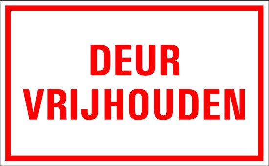 Deur vrijhouden sticker 200 x 125 mm | bol