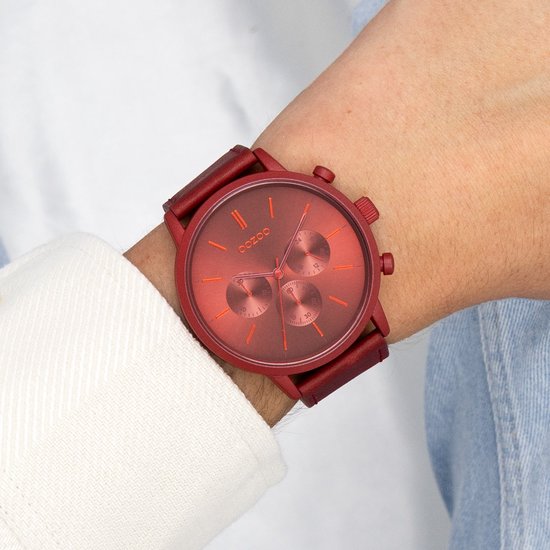 OOZOO Timepieces - Montre OOZOO rouge dahlia avec bracelet en cuir rouge dahlia - C11207