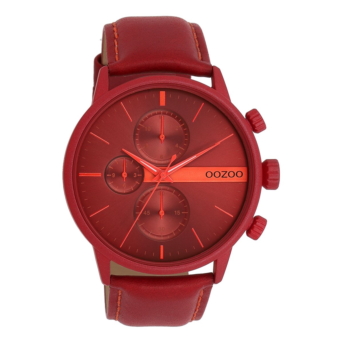 OOZOO Timepieces - Dahlia rood OOZOO horloge met dahlia rood leren band - C11226