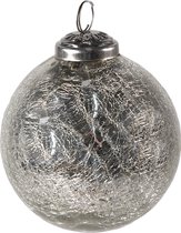 HAES DECO - Kerstbal - Formaat Ø 7x8 cm - Kleur Zilverkleurig - Materiaal Glas - Kerstversiering, Kerstdecoratie, Decoratie Hanger, Kerstboomversiering