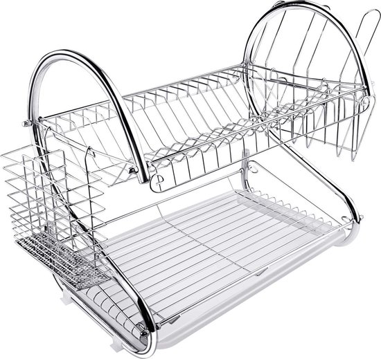 GOPLUS Afdruiprek met 2 verdiepingen, 53-99 cm, verstelbaar, afdruiprek