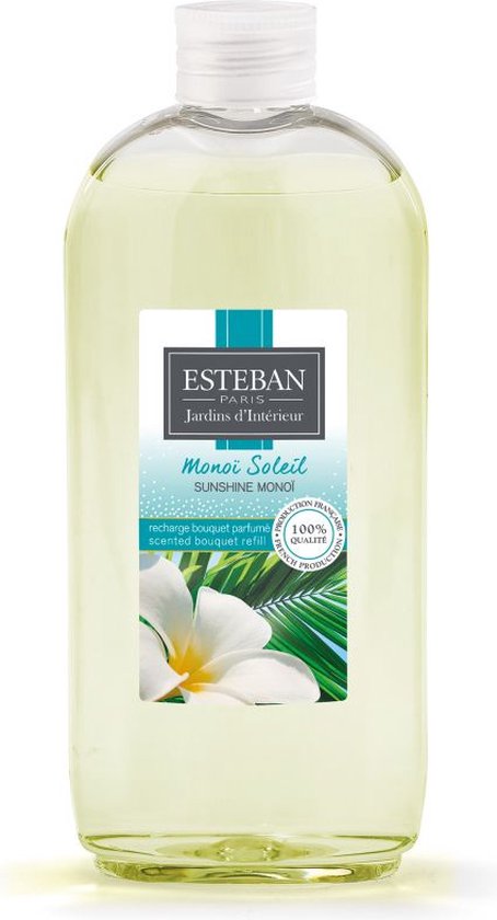 Esteban - Monoï Soleil - Recharge Bâtons parfumés - Parfum solaire fleuri - 300ml