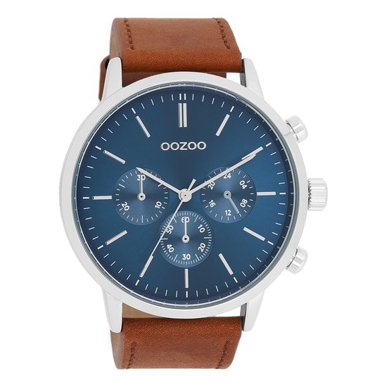 OOZOO Timepieces - Montre OOZOO argentée avec bracelet en cuir marron - C11200